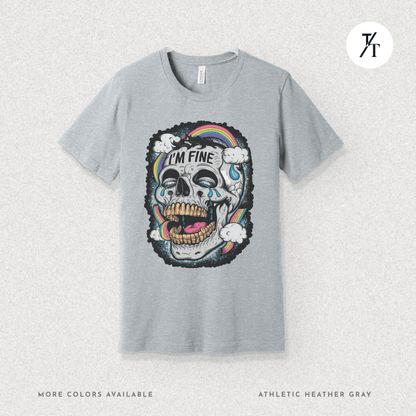 Insane Skull "I'm Fine" Funny Graffiti Style Men's  Mental Health Ironic Parody T-shirt