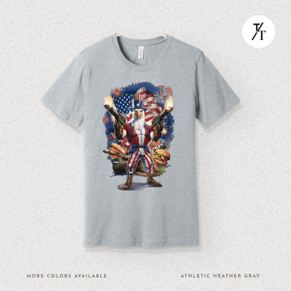 Funny Ultra Patriotic USA Freedom Bald Eagle, a Hilarious 4th of July Satire Joke Graphic Tee