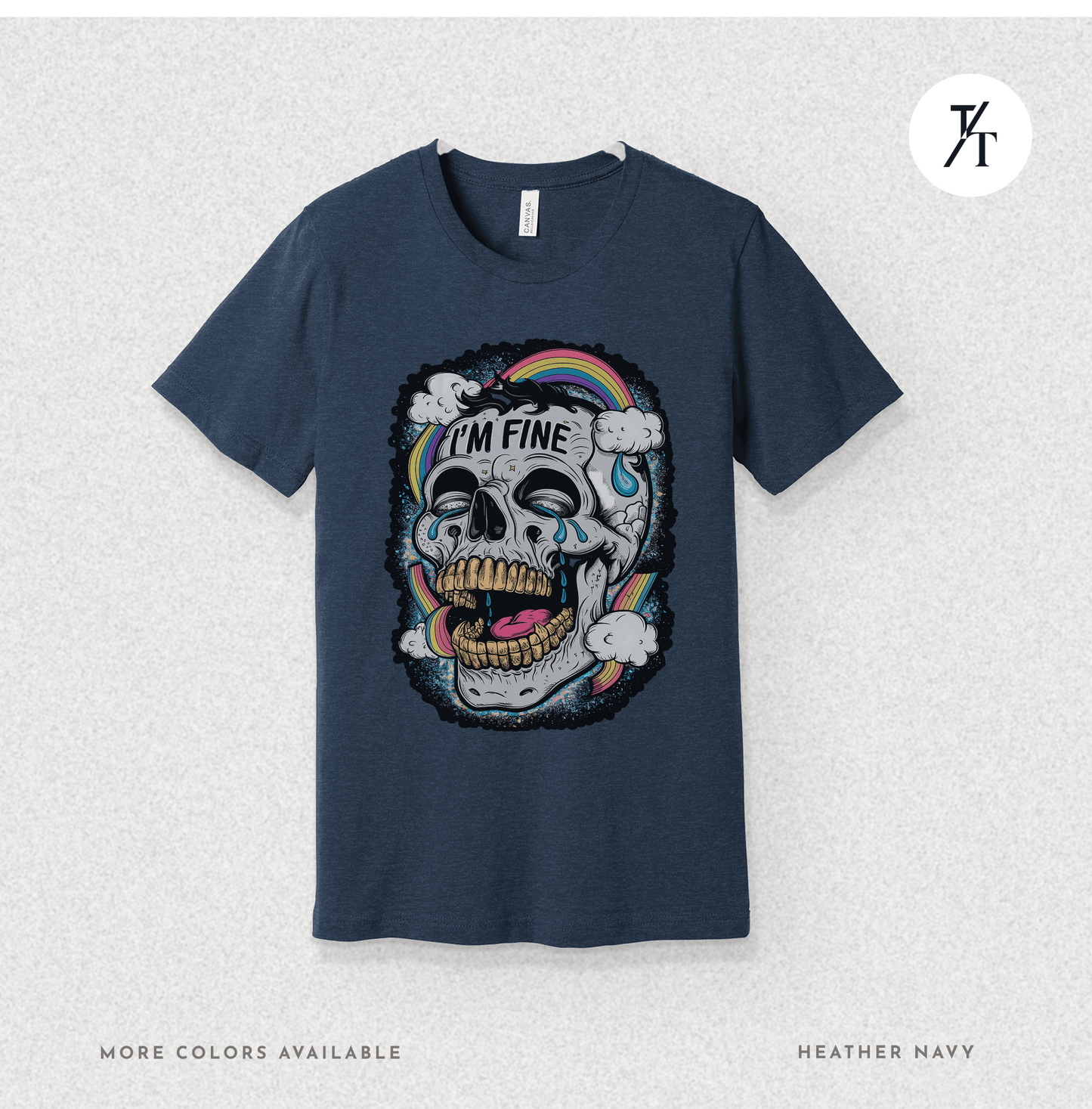 Insane Skull "I'm Fine" Funny Graffiti Style Men's  Mental Health Ironic Parody T-shirt
