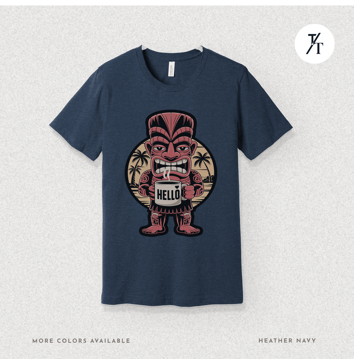 Tiki Coffee Warrior Tee – Bold Retro Island Vibes Graphic Shirt