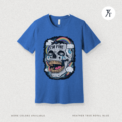 Insane Skull "I'm Fine" Funny Graffiti Style Men's  Mental Health Ironic Parody T-shirt