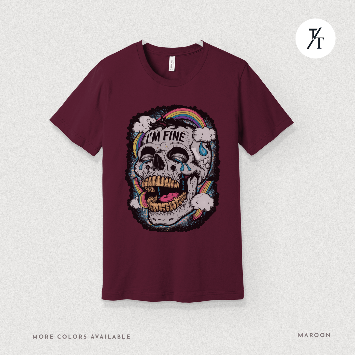 Insane Skull "I'm Fine" Funny Graffiti Style Men's  Mental Health Ironic Parody T-shirt