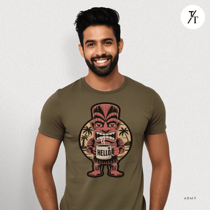 Tiki Coffee Warrior Tee – Bold Retro Island Vibes Graphic Shirt