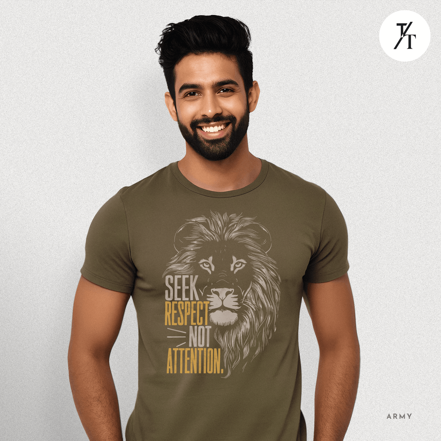 Seek Respect Not Attention Tee – Motivational Lion Graphic Shirt
