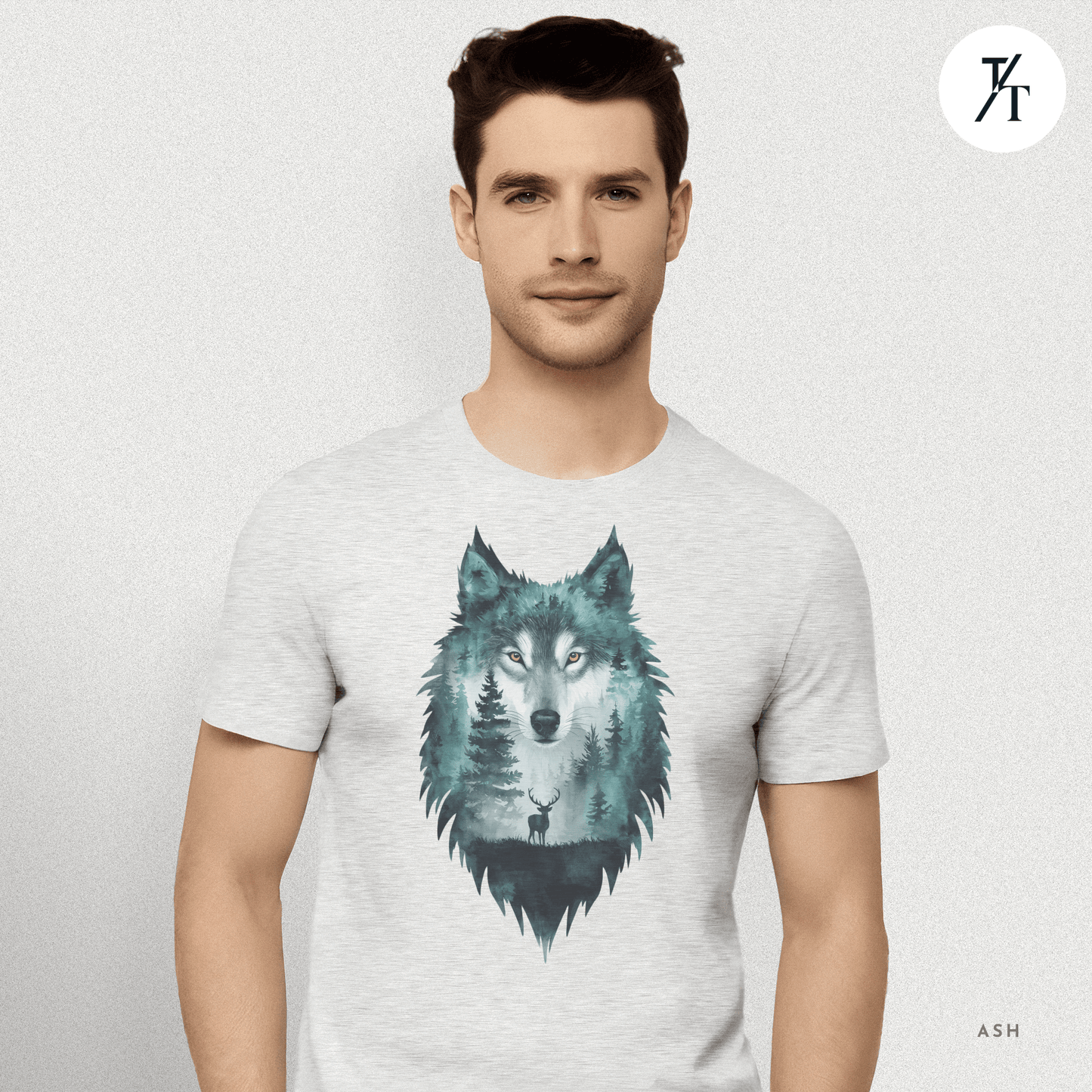 Alpha Forest Wolf Tee – Wildlife Double Exposure Graphic Shirt