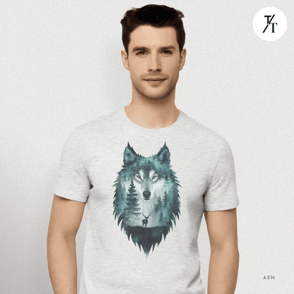 Alpha Forest Wolf Tee – Wildlife Double Exposure Graphic Shirt