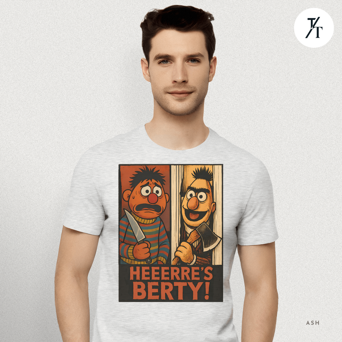 Heeere’s Berty! Tee – Horror Parody Sesame Mashup Shirt