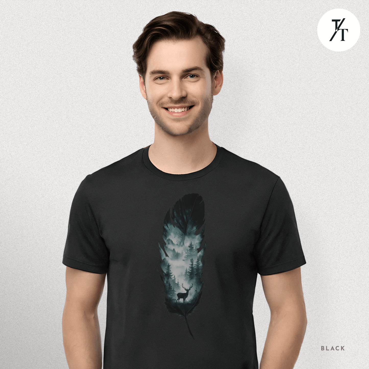 Nature, Feather, Deer Shirt, Nature Shirt, Outdoor - T-Shirt