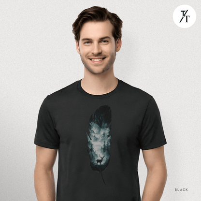 Nature, Feather, Deer Shirt, Nature Shirt, Outdoor - T-Shirt