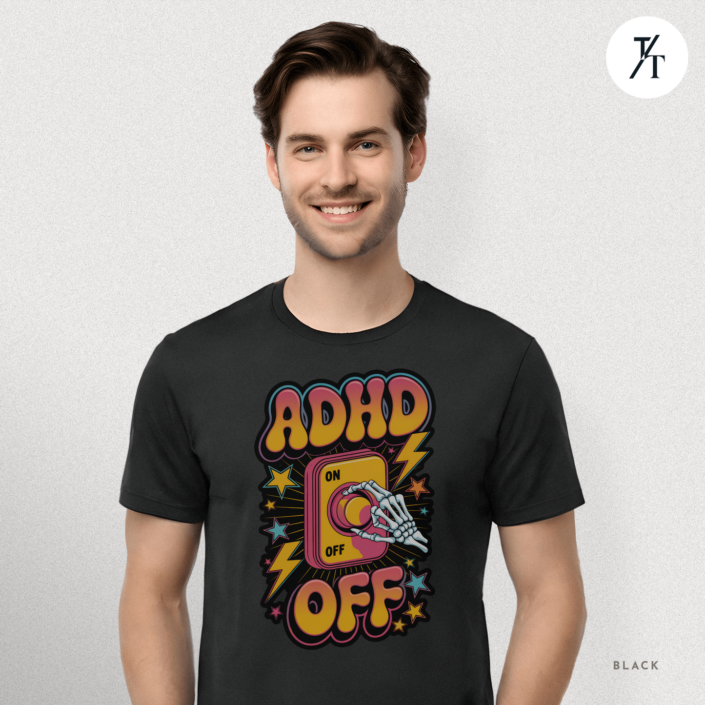 ADHD Off Shirt | Funny Skeleton Focus Switch Tee,  Humorous Skeleton Art t-shirt