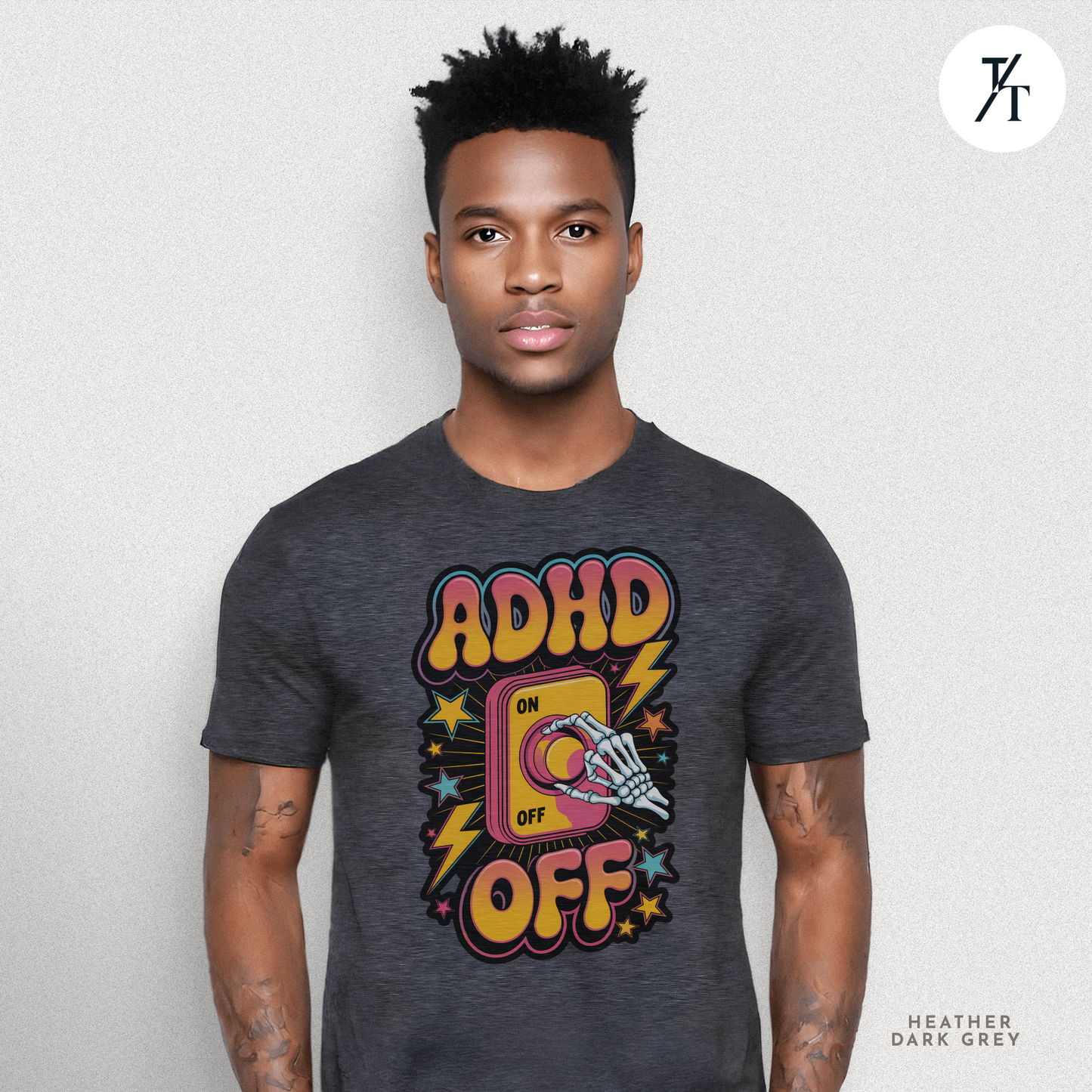 ADHD Off Shirt | Funny Skeleton Focus Switch Tee,  Humorous Skeleton Art t-shirt