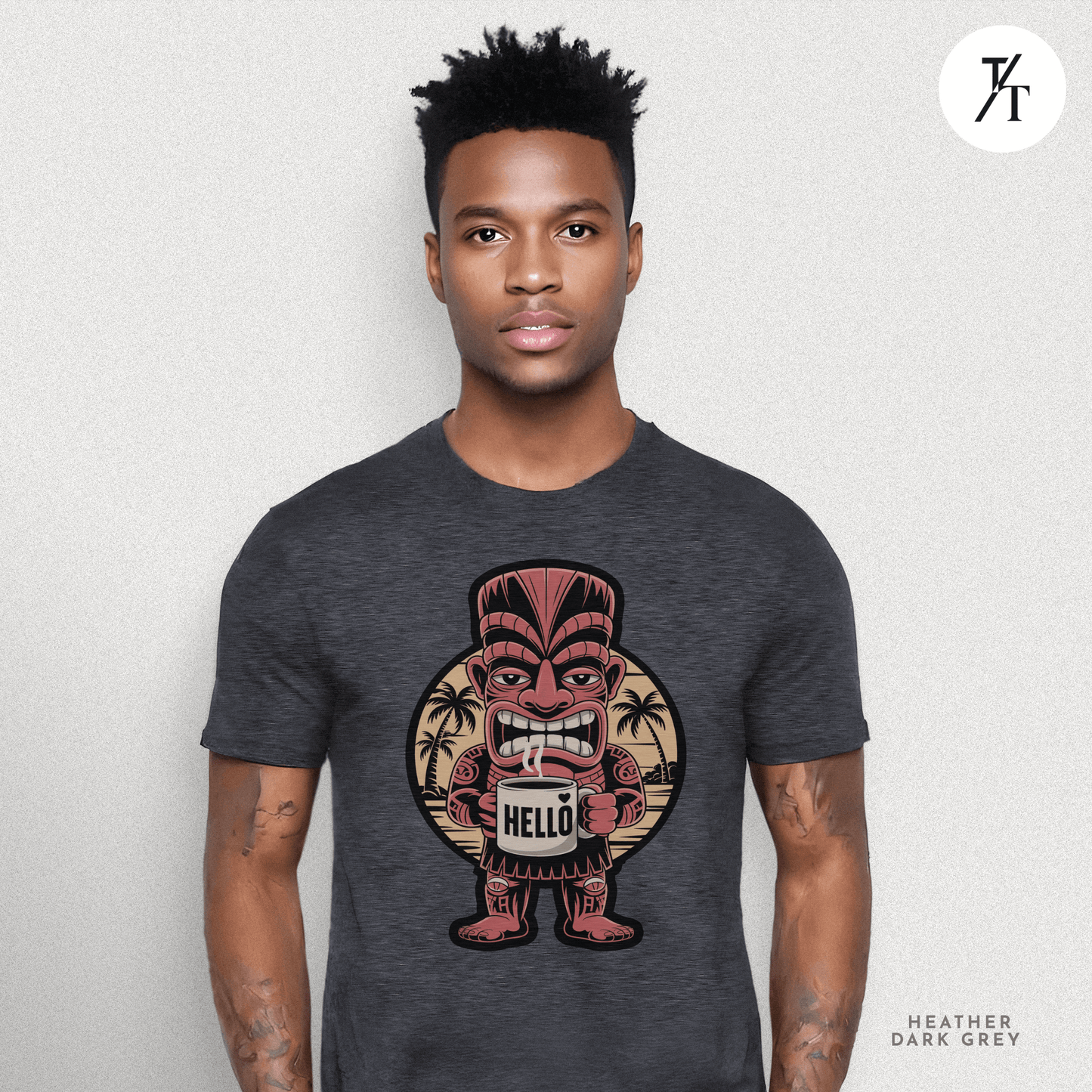 Tiki Coffee Warrior Tee – Bold Retro Island Vibes Graphic Shirt