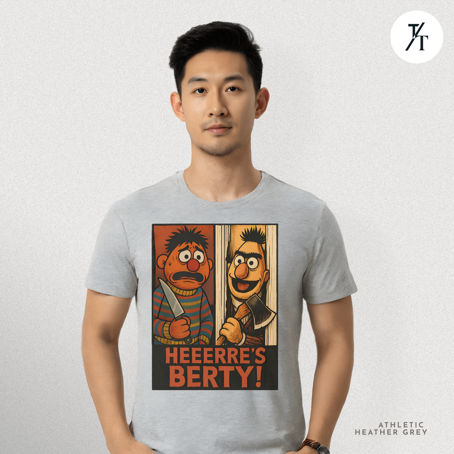 Heeere’s Berty! Tee – Horror Parody Sesame Mashup Shirt
