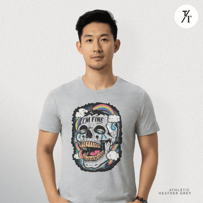 Insane Skull "I'm Fine" Funny Graffiti Style Men's  Mental Health Ironic Parody T-shirt