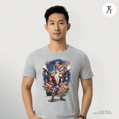 Funny Ultra Patriotic USA Freedom Bald Eagle, a Hilarious 4th of July Satire Joke Graphic Tee