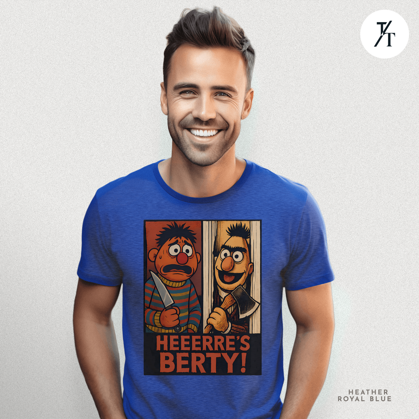Heeere’s Berty! Tee – Horror Parody Sesame Mashup Shirt