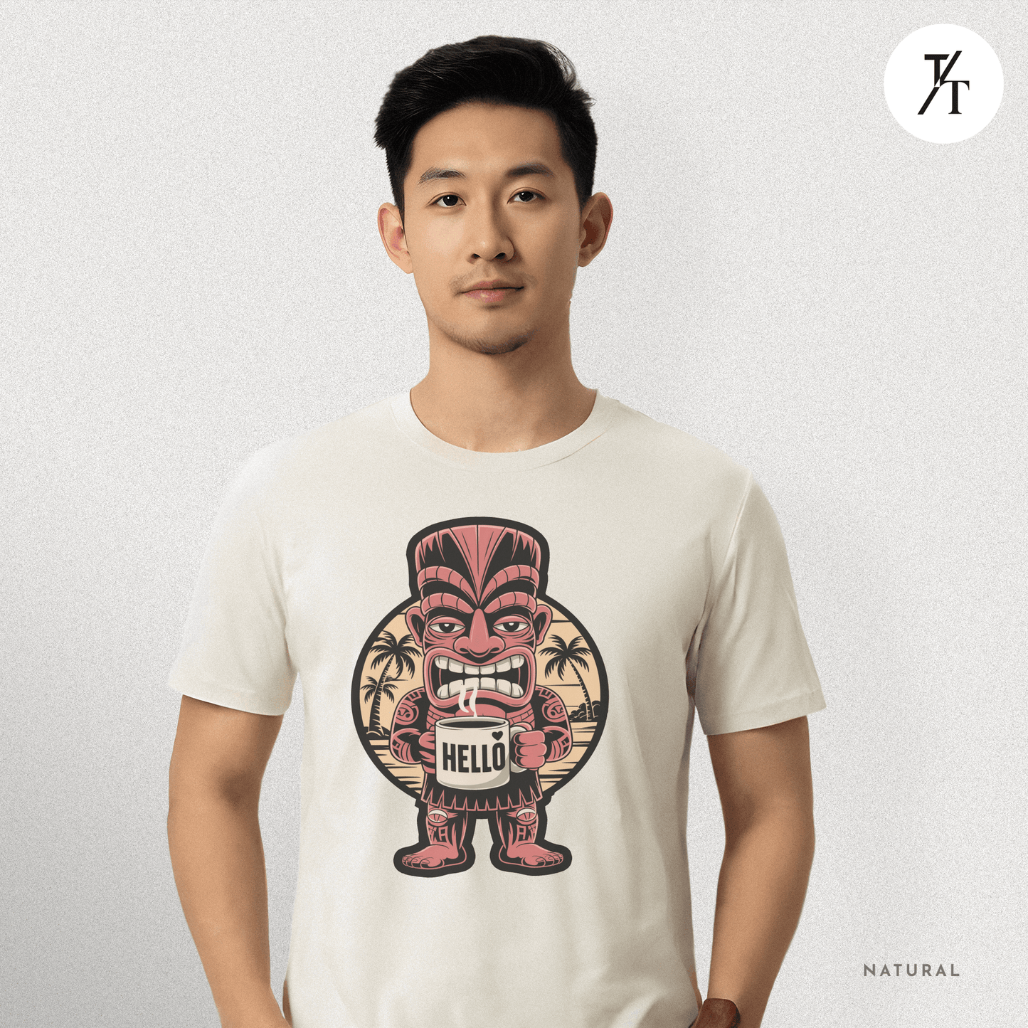 Tiki Coffee Warrior Tee – Bold Retro Island Vibes Graphic Shirt