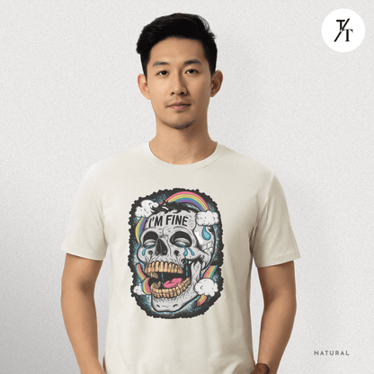 Insane Skull "I'm Fine" Funny Graffiti Style Men's  Mental Health Ironic Parody T-shirt