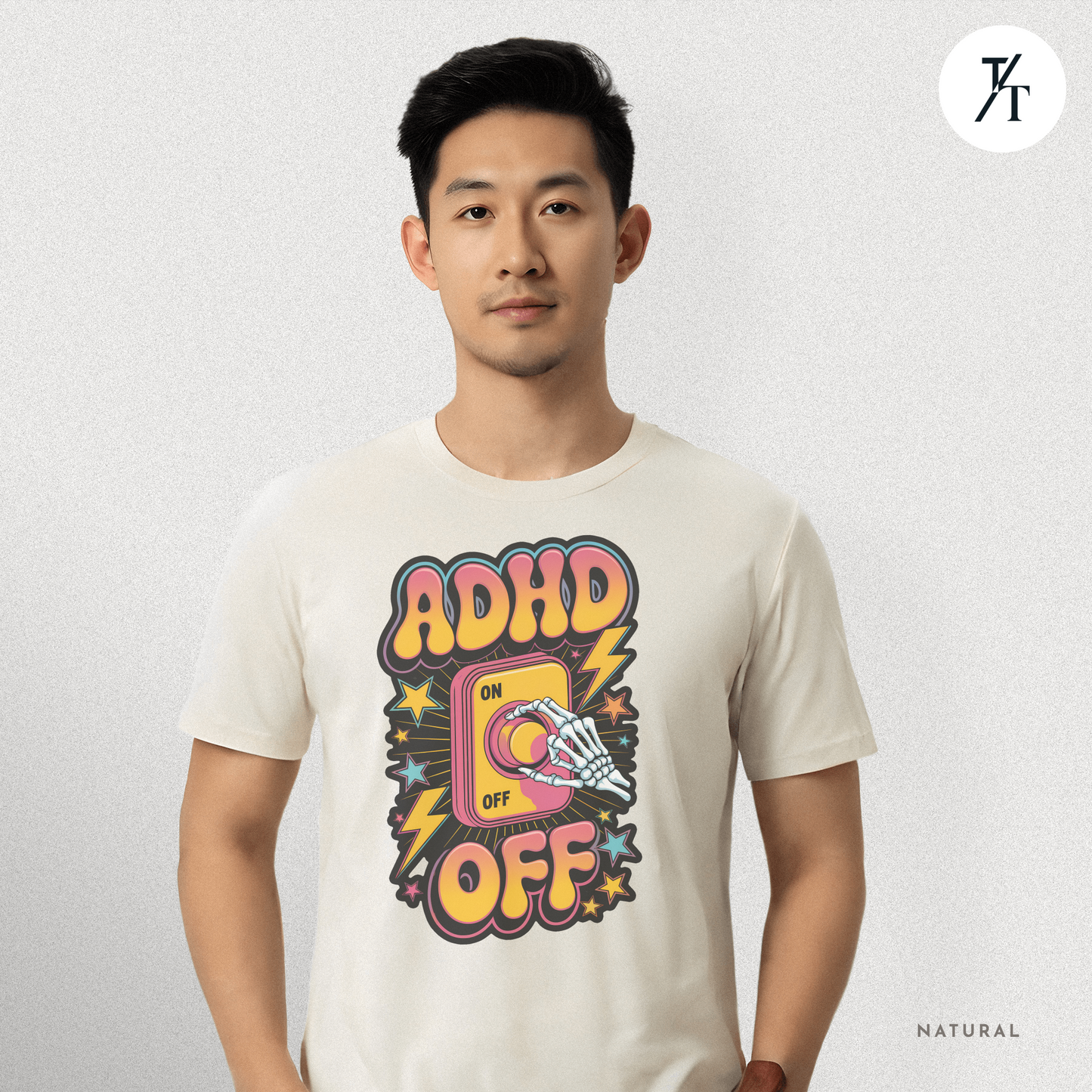 ADHD Off Shirt | Funny Skeleton Focus Switch Tee,  Humorous Skeleton Art t-shirt