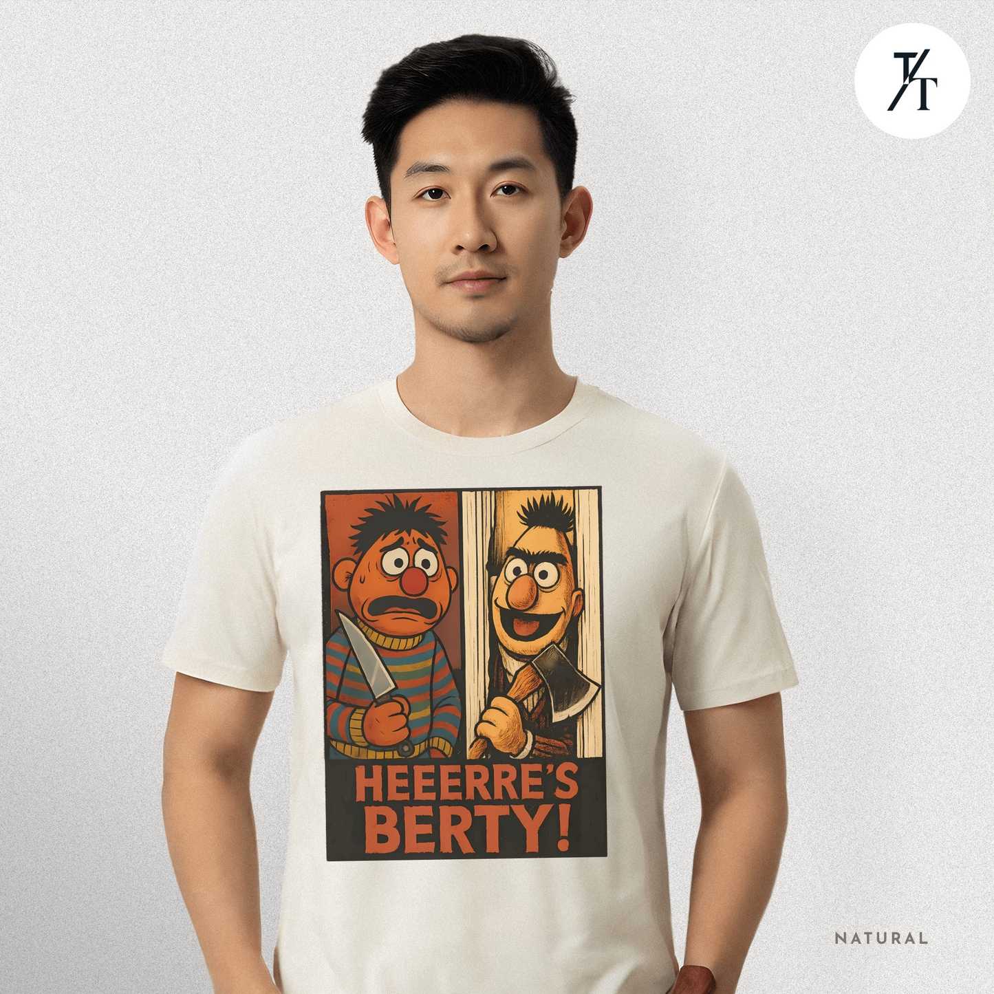 Heeere’s Berty! Tee – Horror Parody Sesame Mashup Shirt