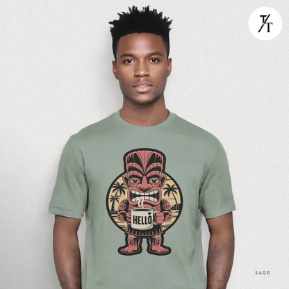 Tiki Coffee Warrior Tee – Bold Retro Island Vibes Graphic Shirt