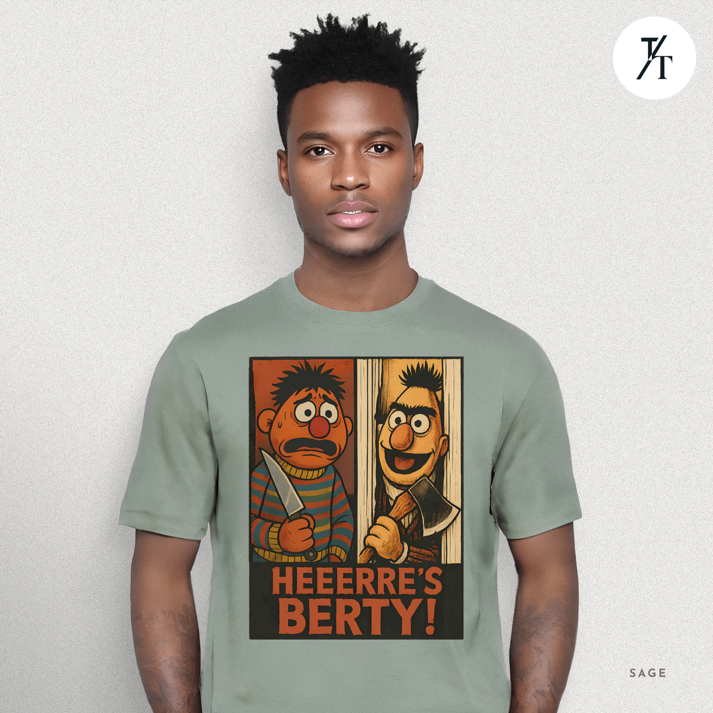 Heeere’s Berty! Tee – Horror Parody Sesame Mashup Shirt