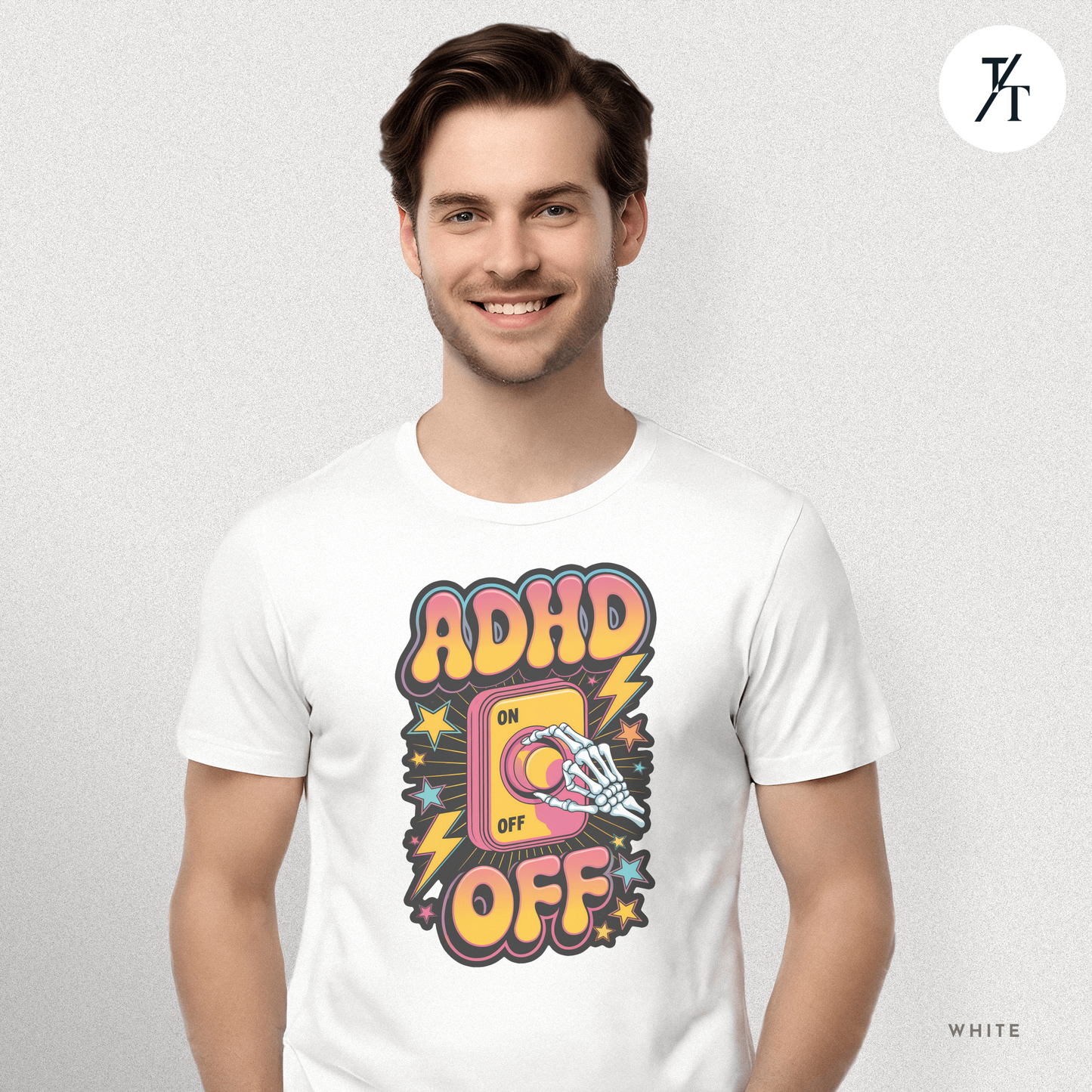 ADHD Off Shirt | Funny Skeleton Focus Switch Tee,  Humorous Skeleton Art t-shirt