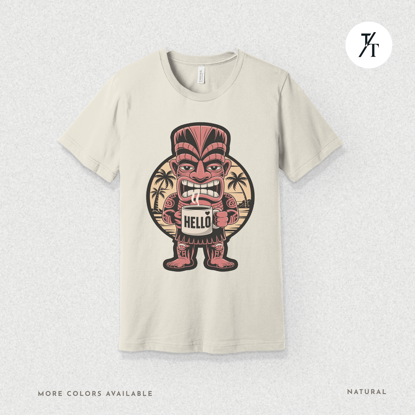 Tiki Coffee Warrior Tee – Bold Retro Island Vibes Graphic Shirt
