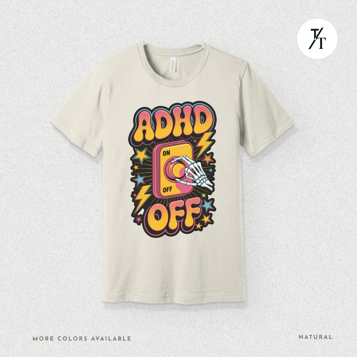 ADHD Off Shirt | Funny Skeleton Focus Switch Tee,  Humorous Skeleton Art t-shirt