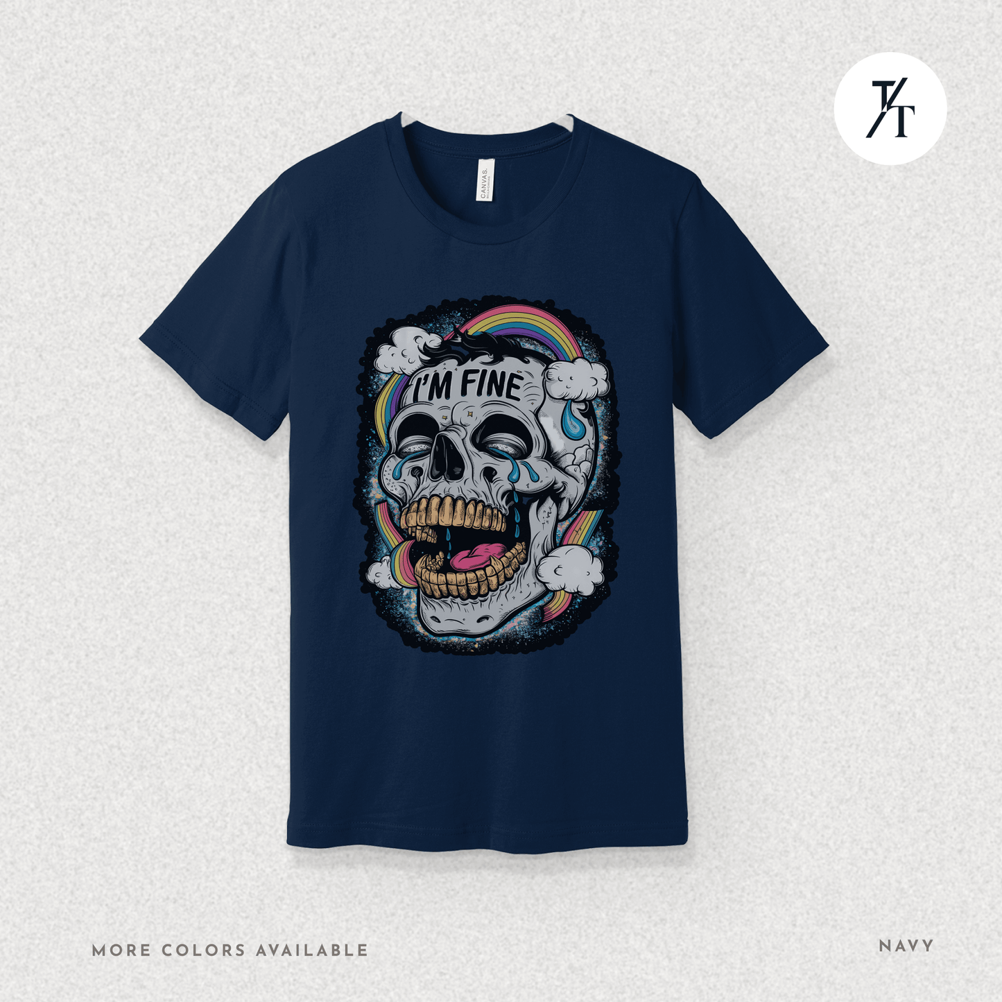 Insane Skull "I'm Fine" Funny Graffiti Style Men's  Mental Health Ironic Parody T-shirt