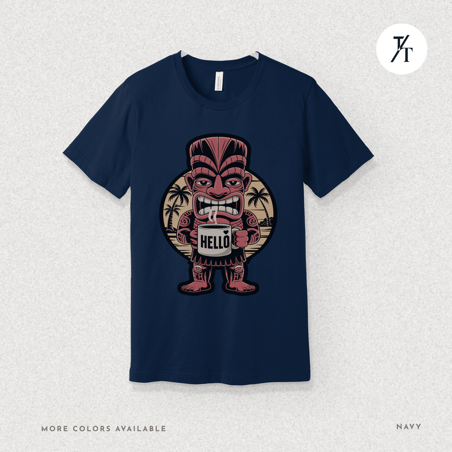 Tiki Coffee Warrior Tee – Bold Retro Island Vibes Graphic Shirt