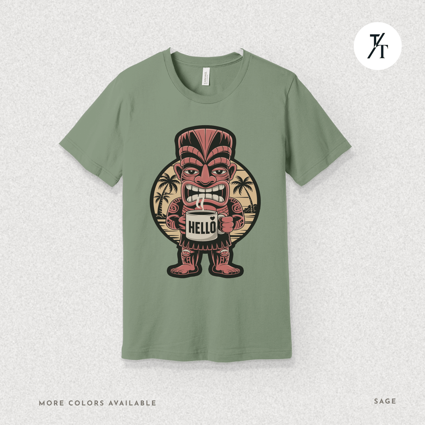 Tiki Coffee Warrior Tee – Bold Retro Island Vibes Graphic Shirt