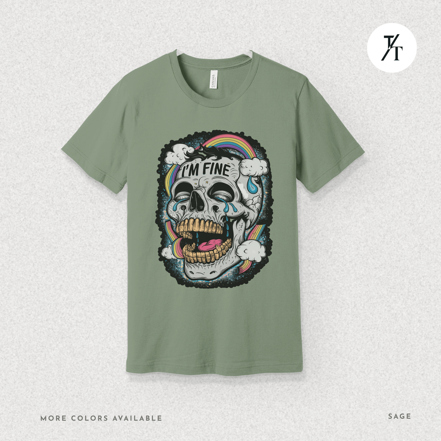 Insane Skull "I'm Fine" Funny Graffiti Style Men's  Mental Health Ironic Parody T-shirt