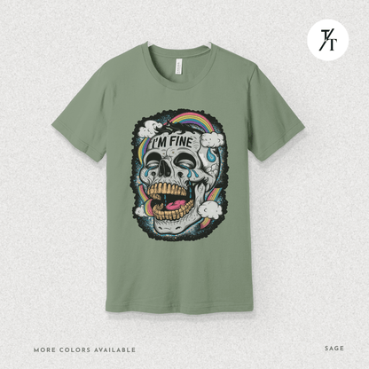 Insane Skull "I'm Fine" Funny Graffiti Style Men's  Mental Health Ironic Parody T-shirt
