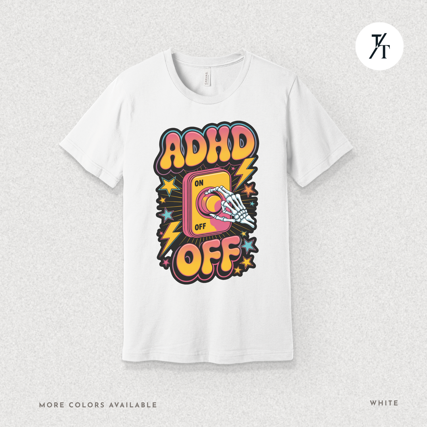 ADHD Off Shirt | Funny Skeleton Focus Switch Tee,  Humorous Skeleton Art t-shirt