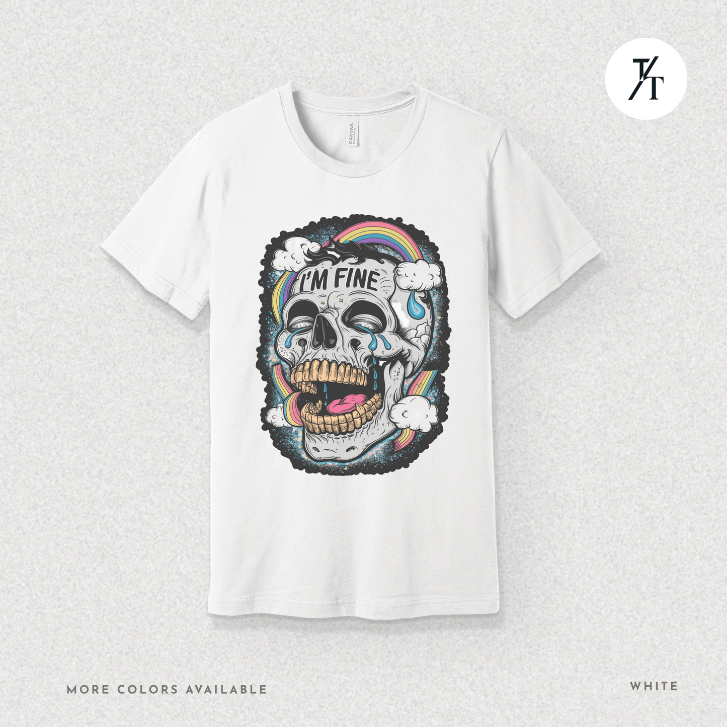 Insane Skull "I'm Fine" Funny Graffiti Style Men's  Mental Health Ironic Parody T-shirt