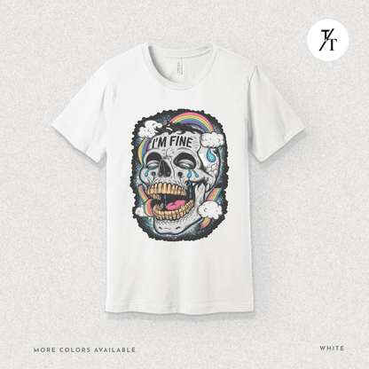 Insane Skull "I'm Fine" Funny Graffiti Style Men's  Mental Health Ironic Parody T-shirt