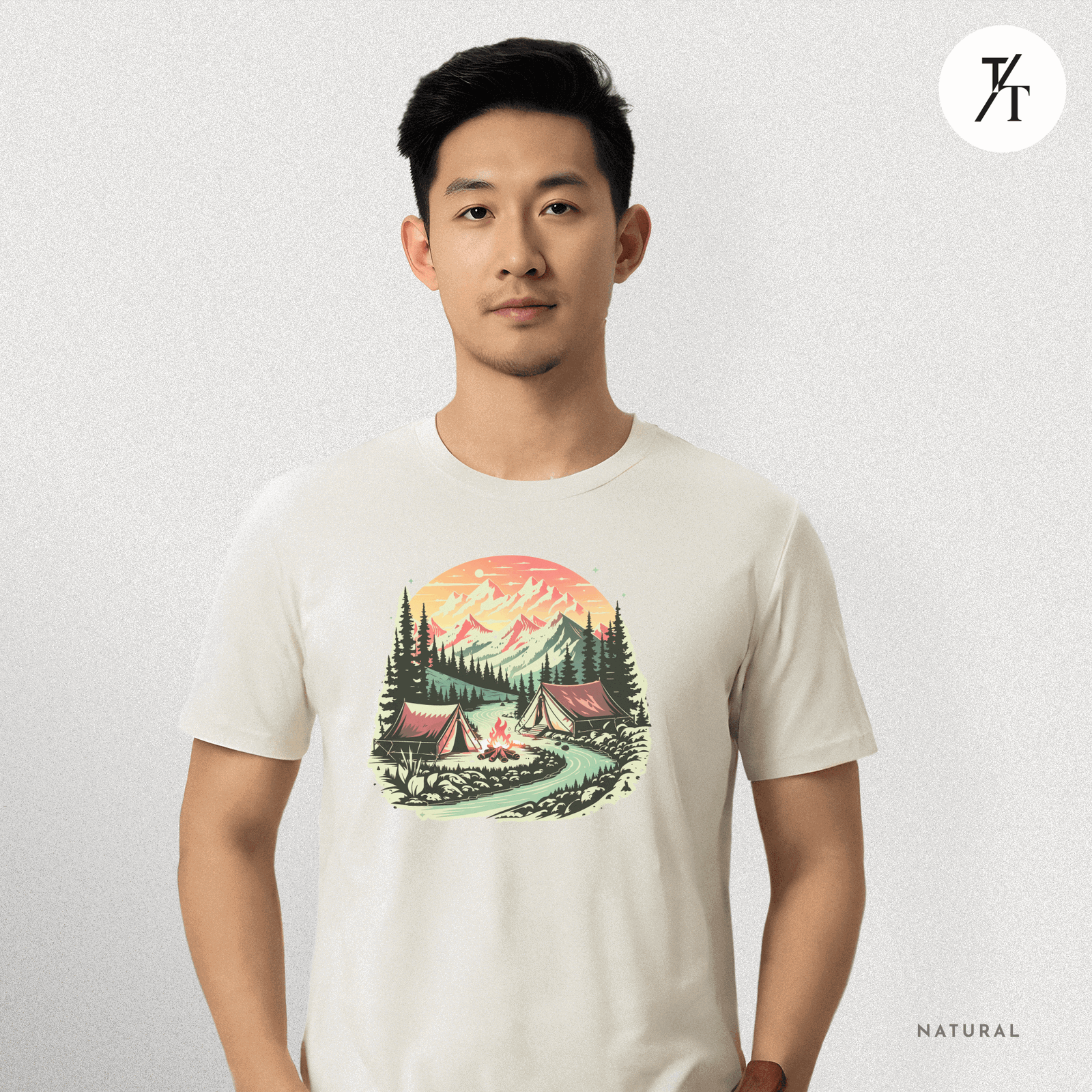 Nature Tents Sunset Scenic Outdoor Painting Forest Camping T-shirt - Trendy/Timeless Studio