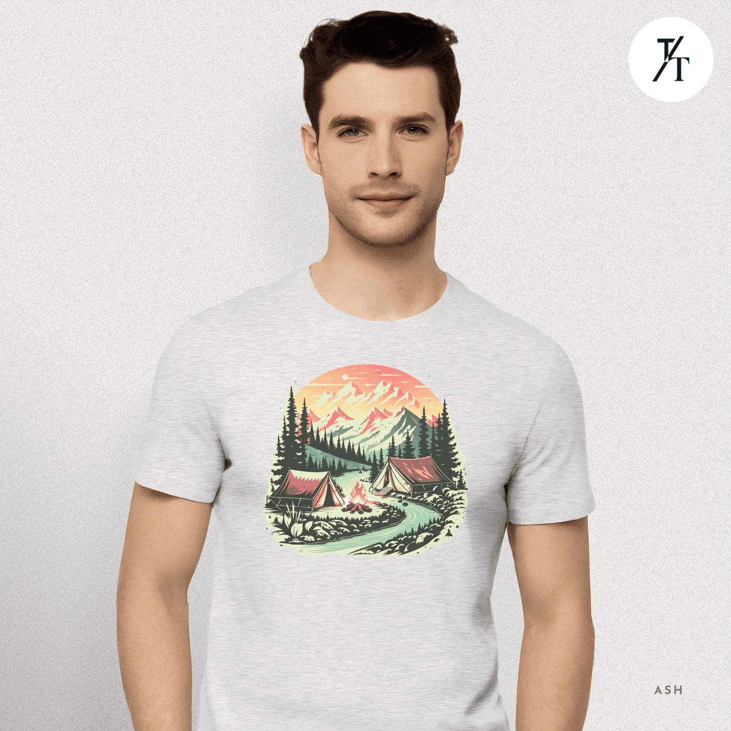 Nature Tents Sunset Scenic Outdoor Painting Forest Camping T-shirt - Trendy/Timeless Studio