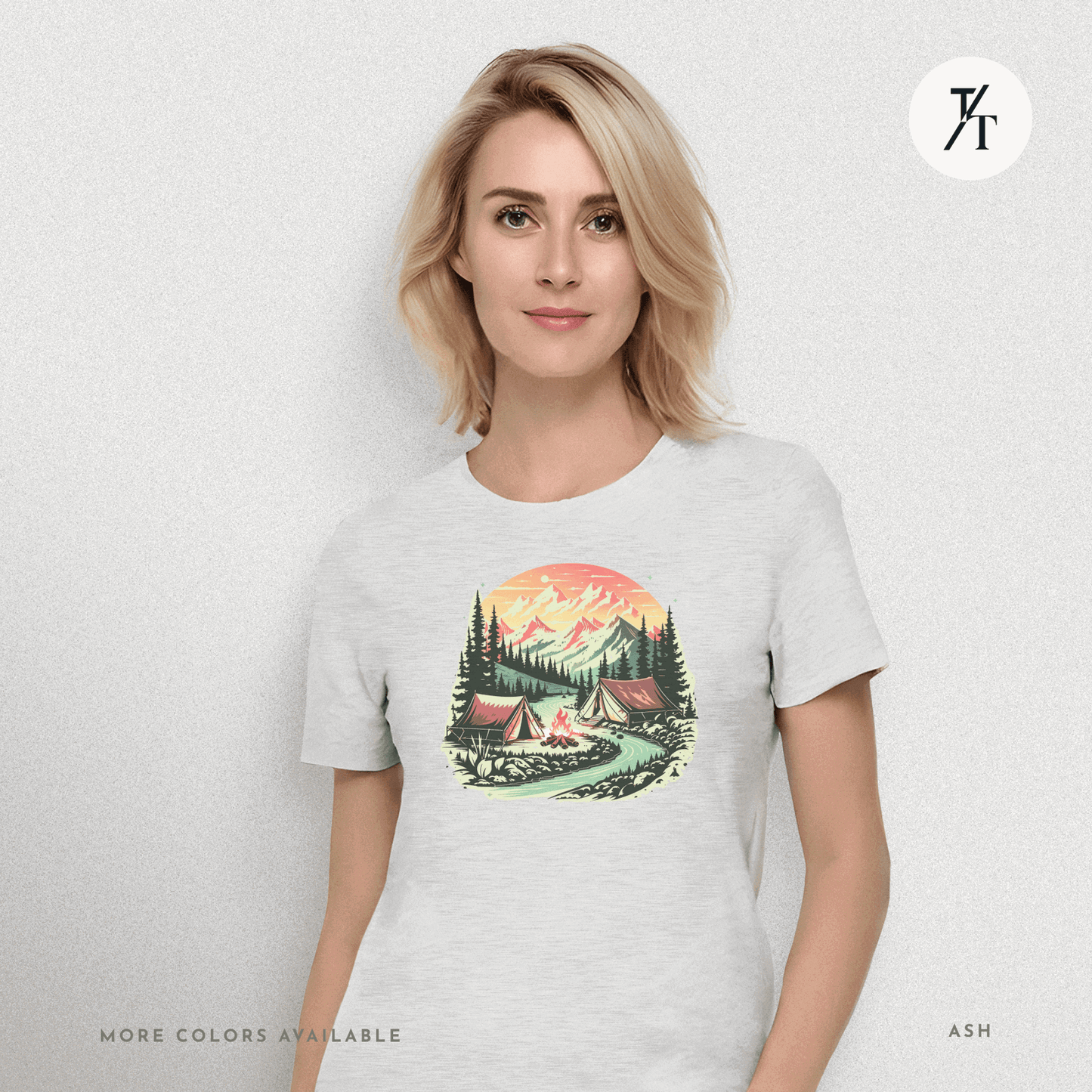 Nature Tents Sunset Scenic Outdoor Painting Forest Camping T-shirt - Trendy/Timeless Studio