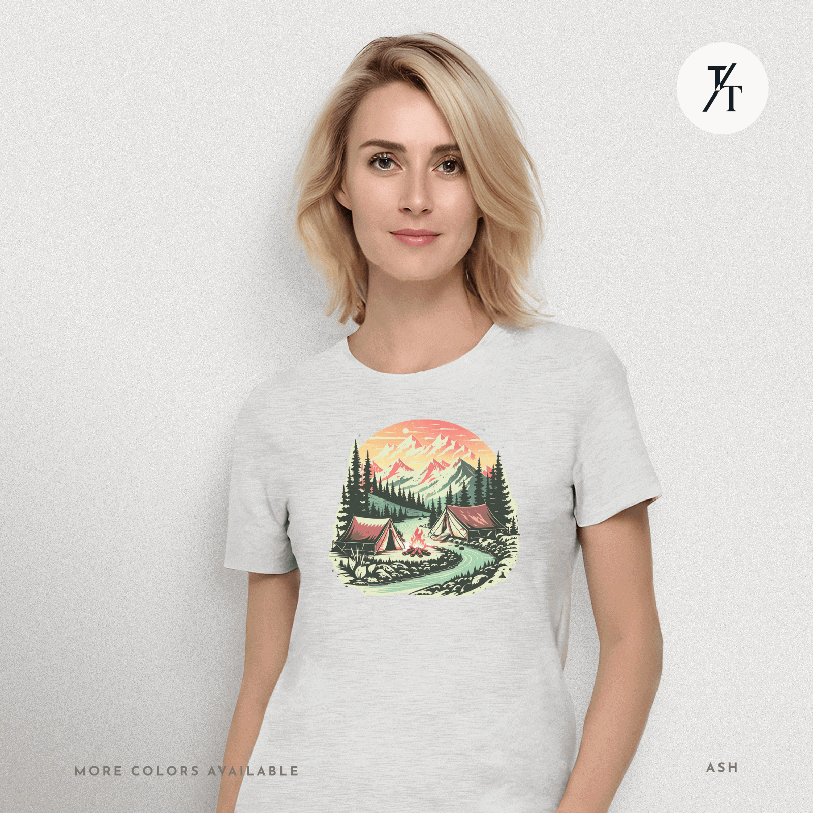 Nature Tents Sunset Scenic Outdoor Painting Forest Camping T-shirt - Trendy/Timeless Studio