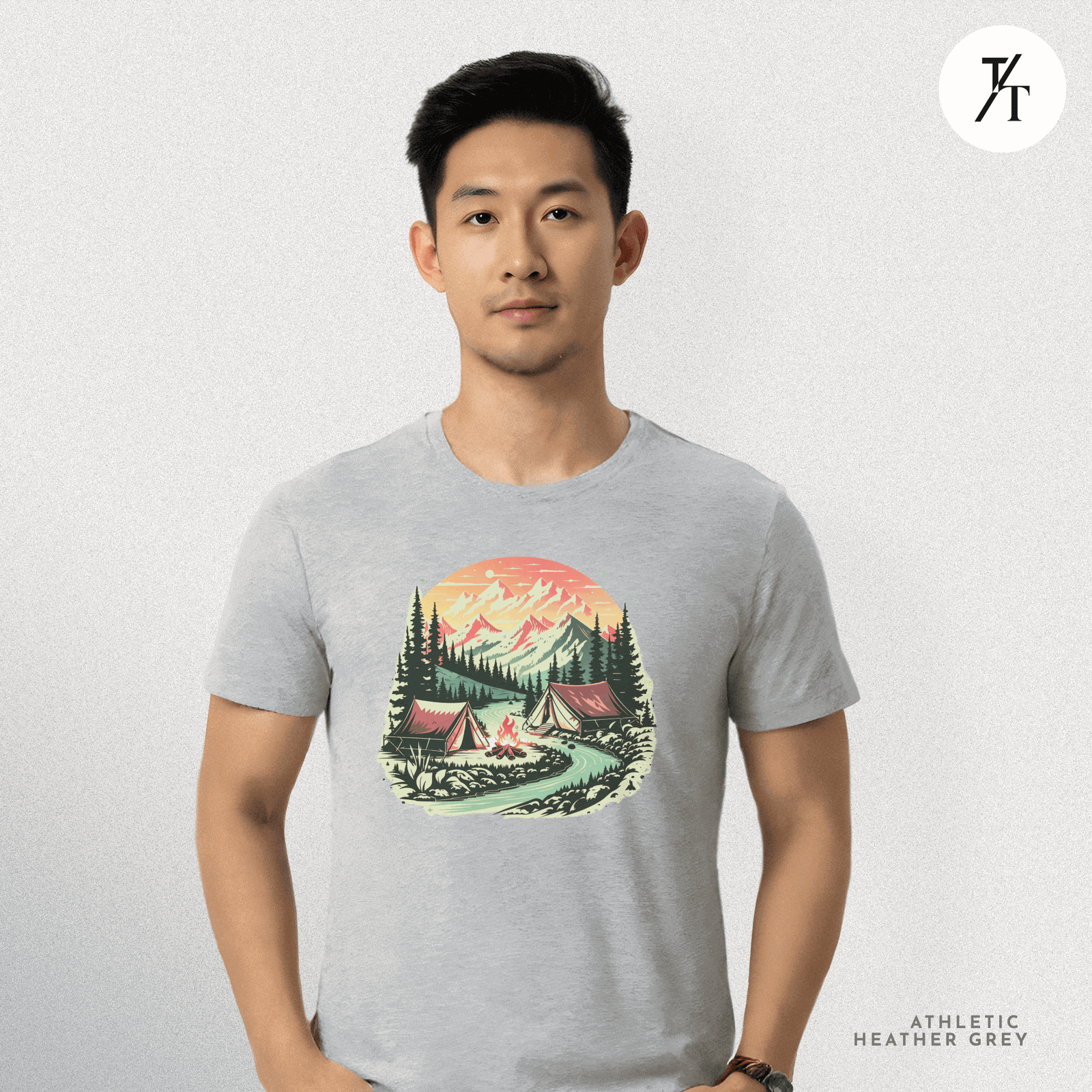 Nature Tents Sunset Scenic Outdoor Painting Forest Camping T-shirt - Trendy/Timeless Studio