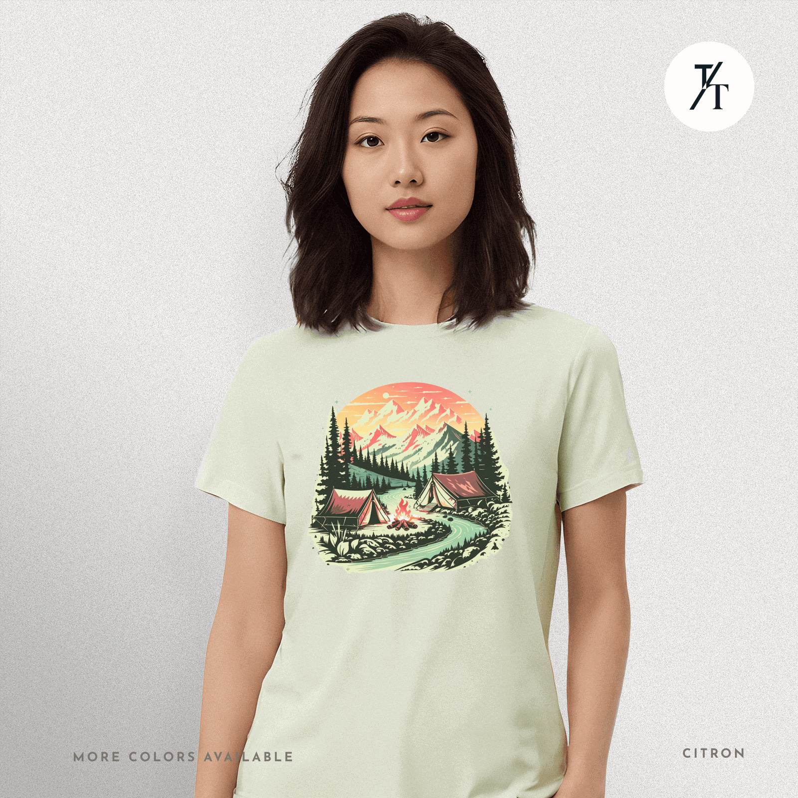Nature Tents Sunset Scenic Outdoor Painting Forest Camping T-shirt - Trendy/Timeless Studio