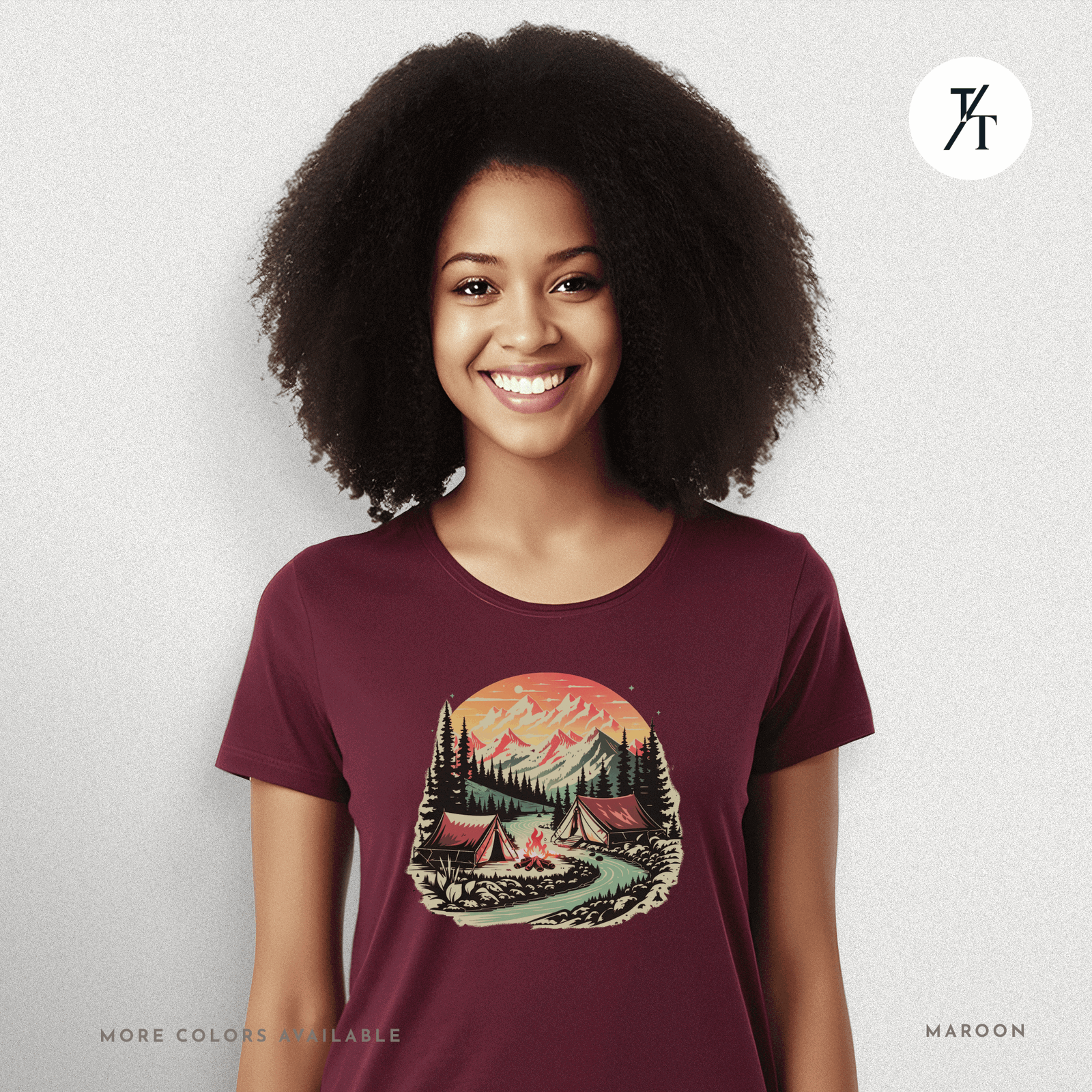 Nature Tents Sunset Scenic Outdoor Painting Forest Camping T-shirt - Trendy/Timeless Studio