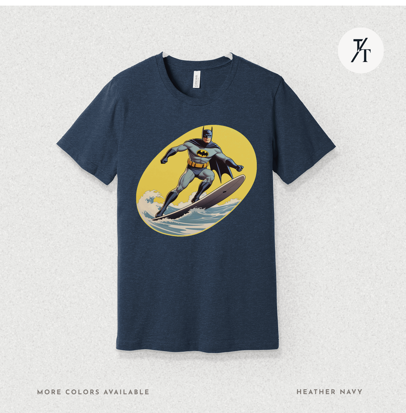 Surfing Superhero Retro Funny Bat Parody Graphic Tee - Trendy/Timeless Studio