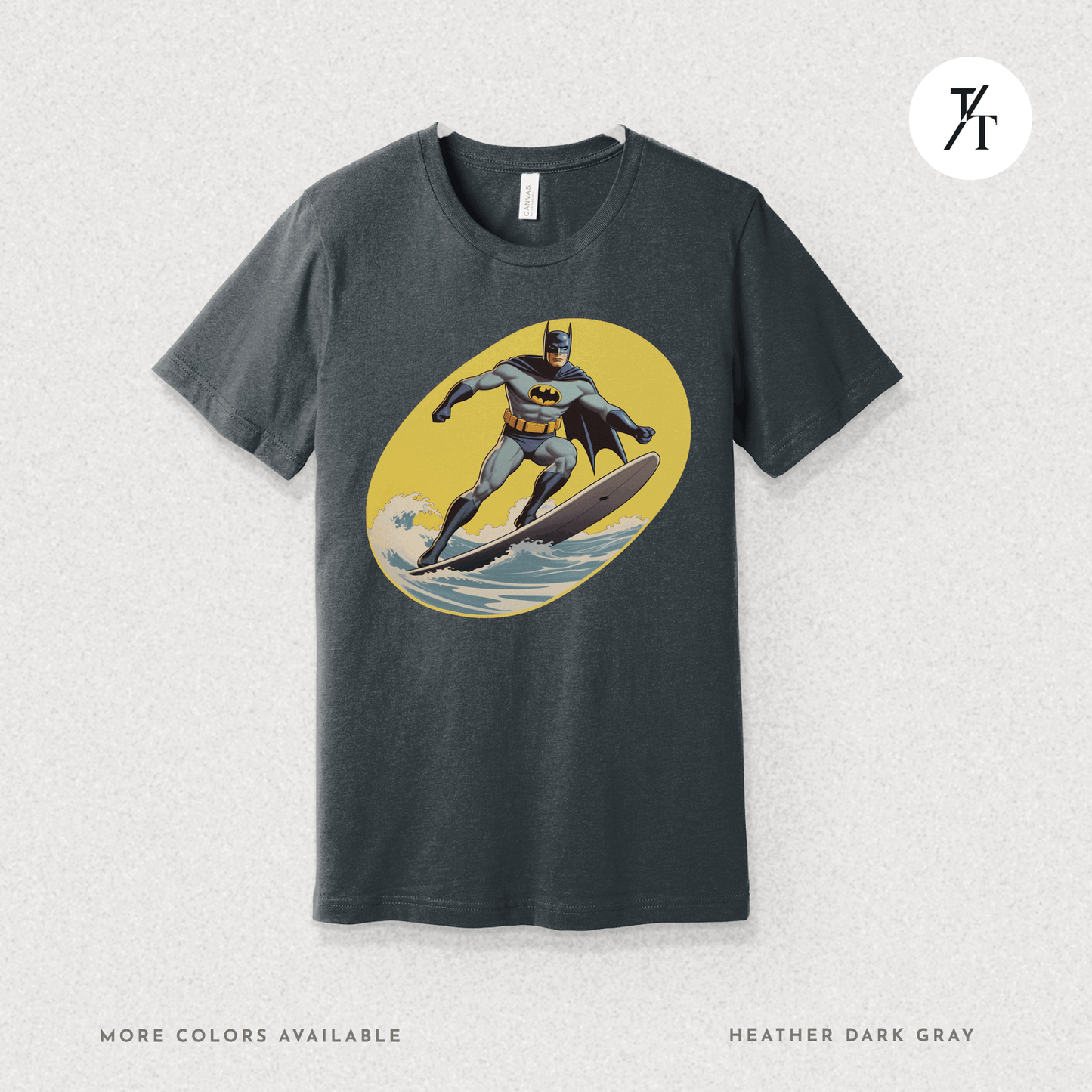 Surfing Superhero Retro Funny Bat Parody Graphic Tee - Trendy/Timeless Studio