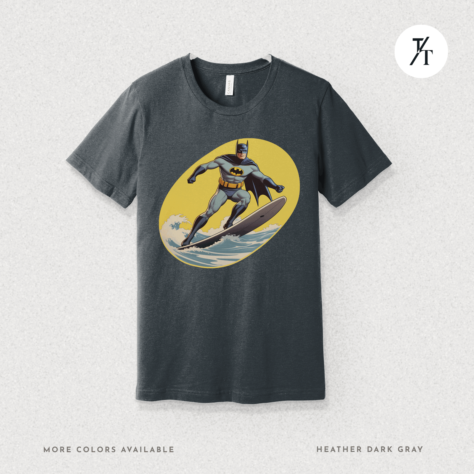 Surfing Superhero Retro Funny Bat Parody Graphic Tee - Trendy/Timeless Studio