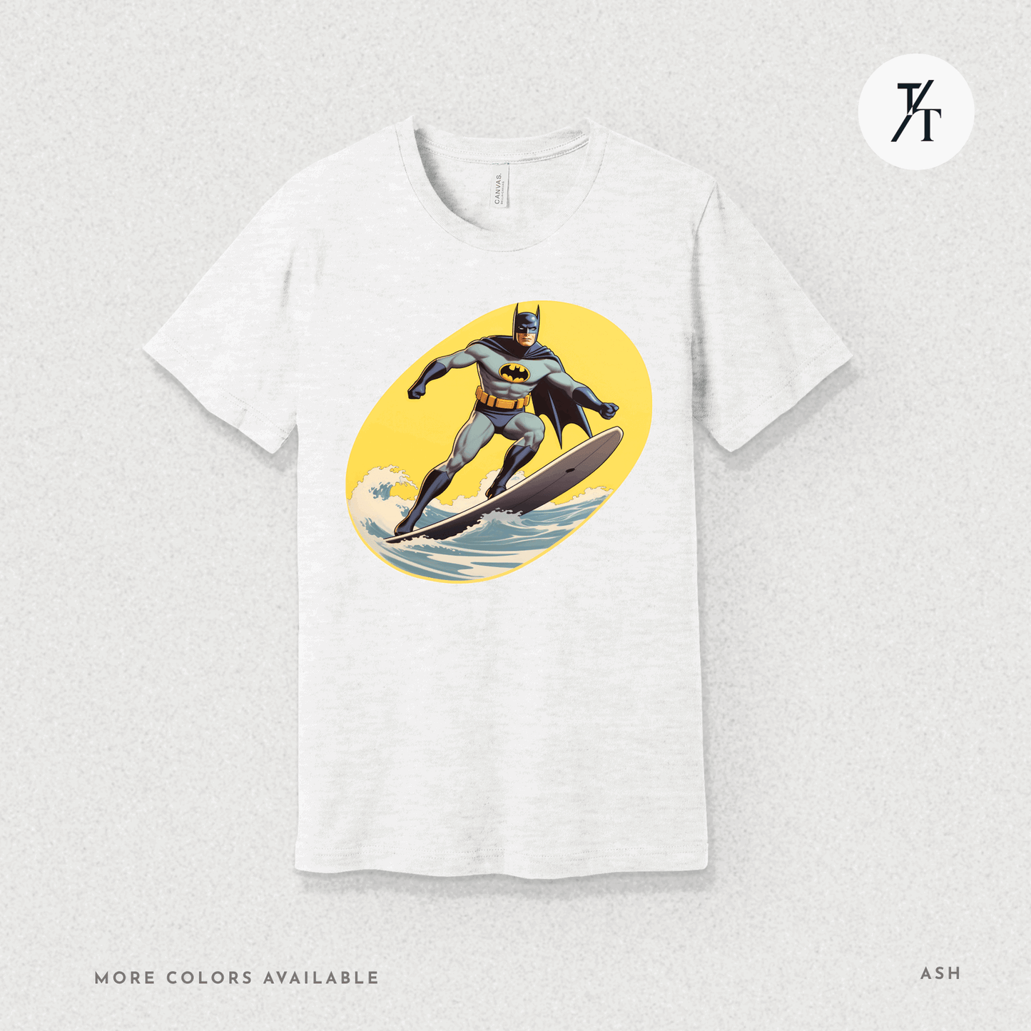 Surfing Superhero Retro Funny Bat Parody Graphic Tee - Trendy/Timeless Studio
