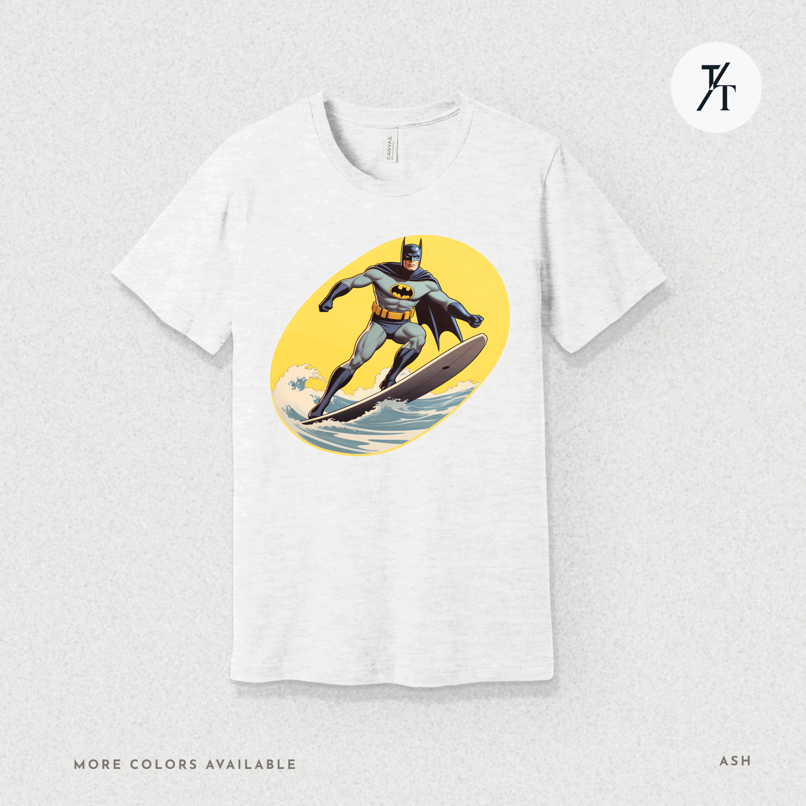 Surfing Superhero Retro Funny Bat Parody Graphic Tee - Trendy/Timeless Studio