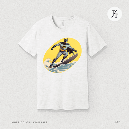 Surfing Superhero Retro Funny Bat Parody Graphic Tee - Trendy/Timeless Studio